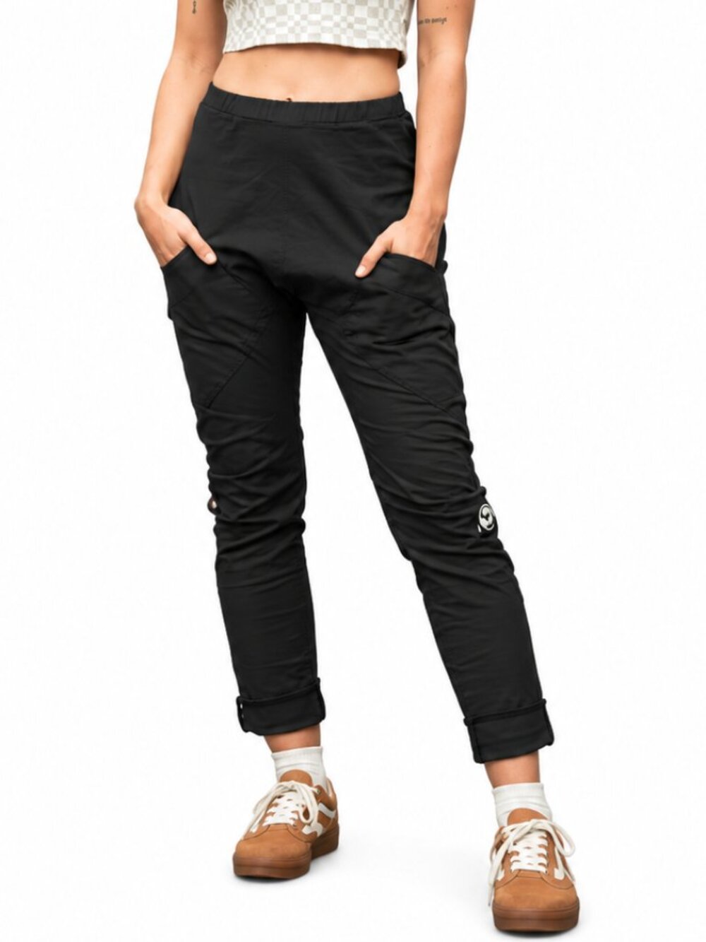 THE SEED Antidote 26" Pants Black Small Drop Crotch Harem Hemp Cotton Woven Yoga